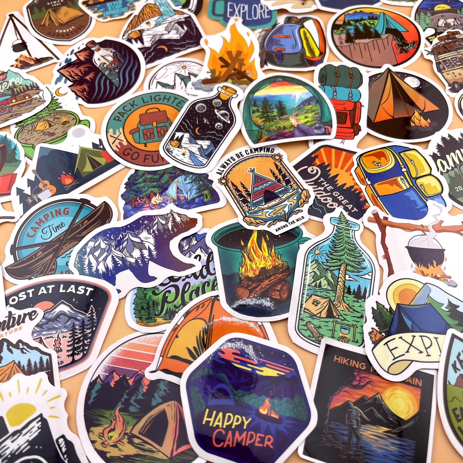 50 Vinyl Outdoor Camping Stickers - Travel in Wilderness Stickers ...