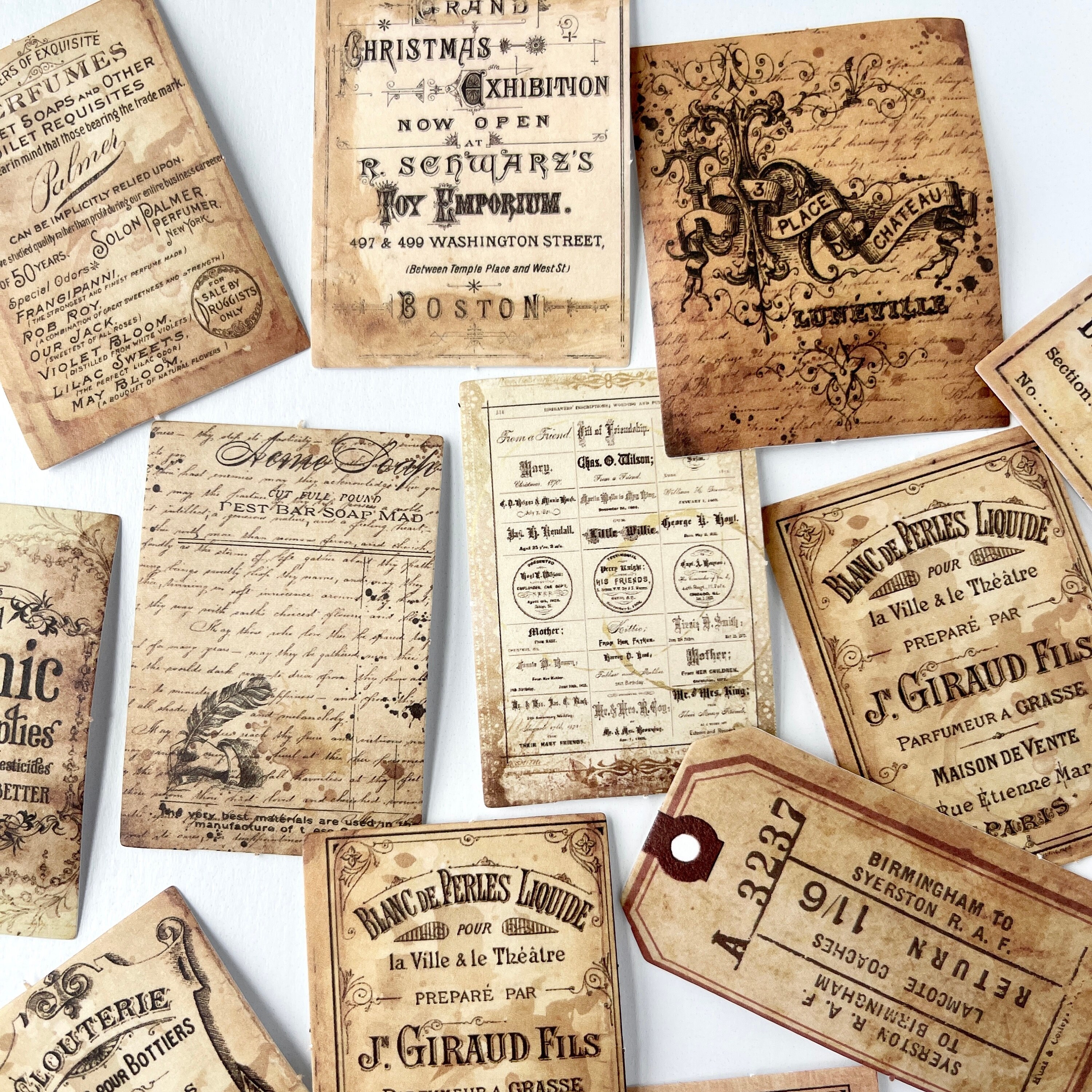 30pcs Vintage Coffee Stained Note Stickers - Weathered Advertisement ...