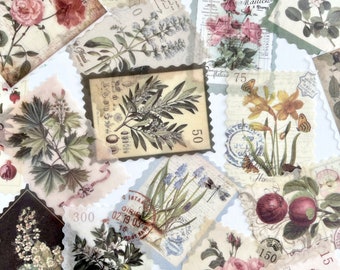 30pcs Vintage Flower Design Stickers - Floral Washi Paper Material - For Crafting, Journals!  #0102C