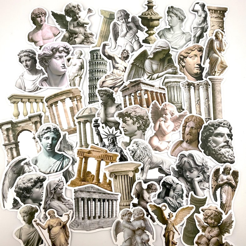 50pcs Vintage Roman Art Stickers, Statue & Architecture Designs, for ...