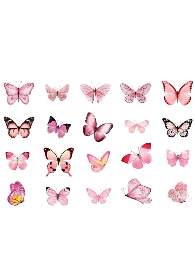 40 Clear Translucent Pink Butterfly Pattern Sticker Vintage - Etsy