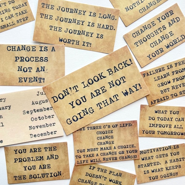 17 Vintage Weathered Quote Phrase Stickers - Inspirational Word Stickers - Typewriter Font VERY SMALL - Journals, Scrapbooking! #0072