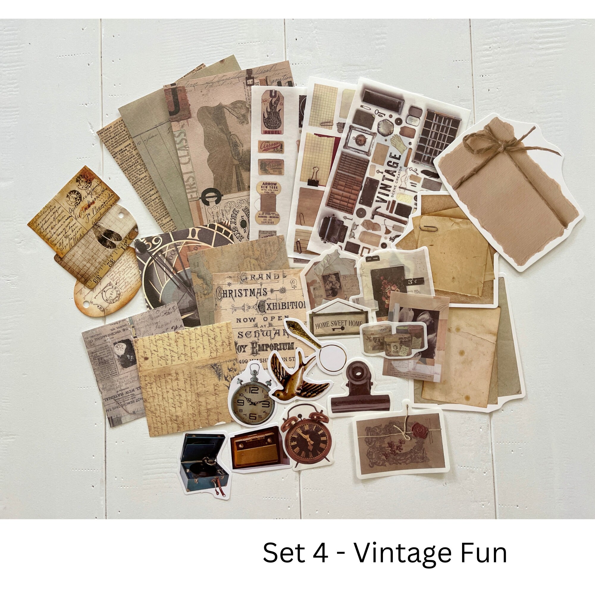 30pcs Vintage Junk Journal Kit - Papers, Stickers, Tags 30pcs Vintage Junk Journal Kit - Papers, Stickers, Tags