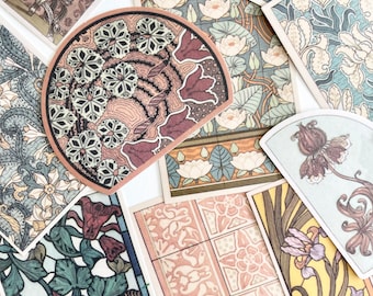 15 Vintage Mucha Patterned Stickers - Art Nouveau Boho Style Sticker - Wonderful for Crafts, Scrapbooking, and Journal! So Magical!  # 0136B