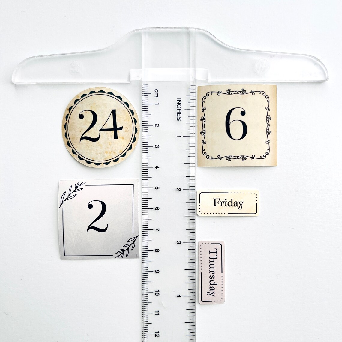 Vintage Calendar Number Labels, Weathered Sticker Design, for Crafting ...