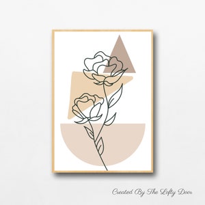 Boho Flower Printable Wall Art | Cream Wall Art | Digital Art | Black and Cream | Digital Download ONLY