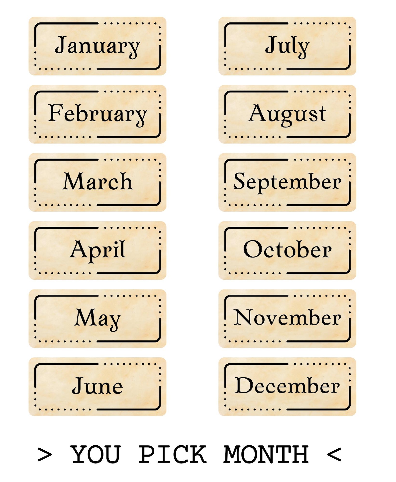 Vintage Calendar Number Labels, Weathered Sticker Design, for Crafting ...