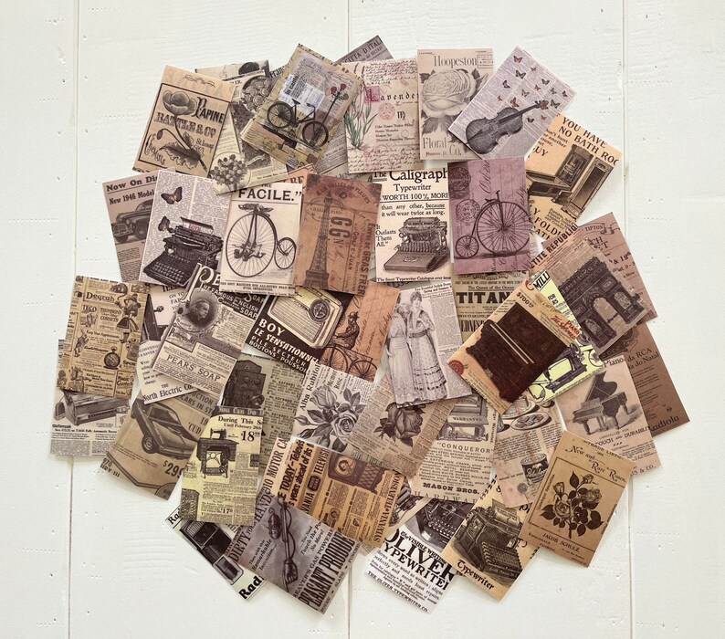 50pcs Vintage Newspaper Writing Paper Stickers - Flat Finish - for ...