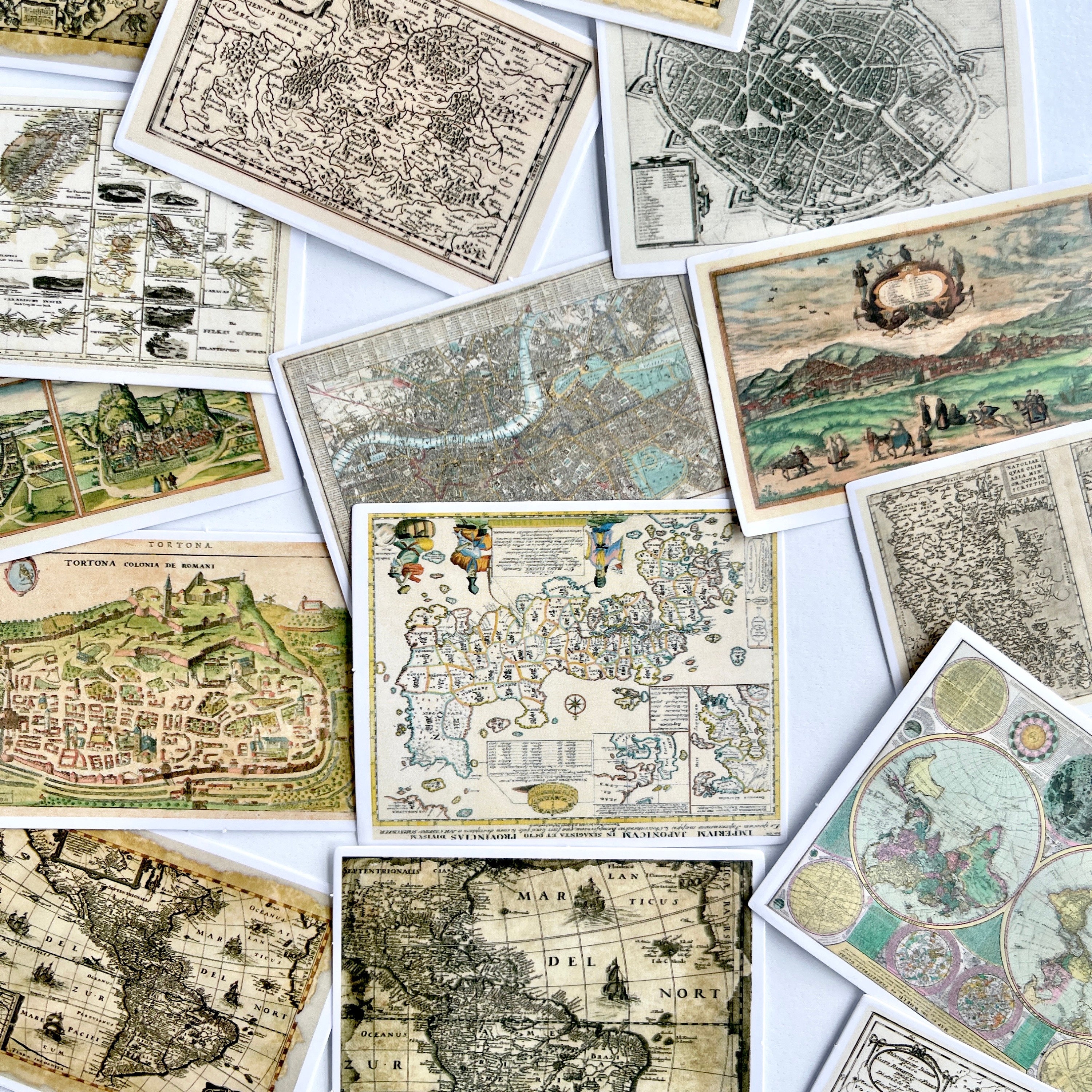 50pcs Vintage Historical Map Stickers - Matte Finish - for Scrapbooking ...