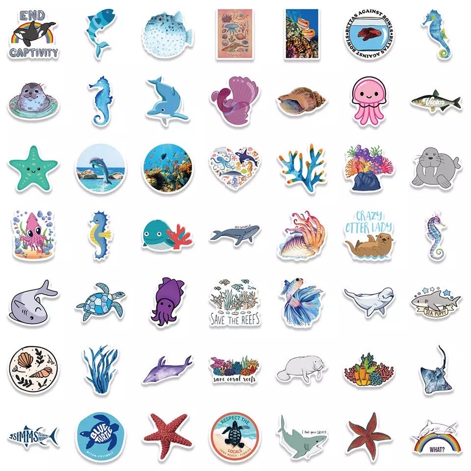 Ocean Life Stickers Sea Animals Save the Ocean Stickers Etsy
