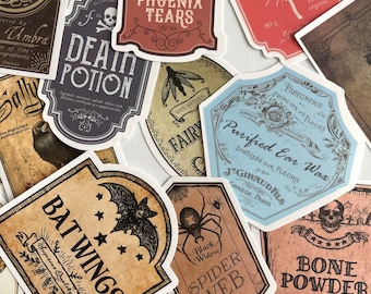 50pcs Vintage Potion Label Stickers, Halloween Poison Labels - For Crafts and More!  #0171
