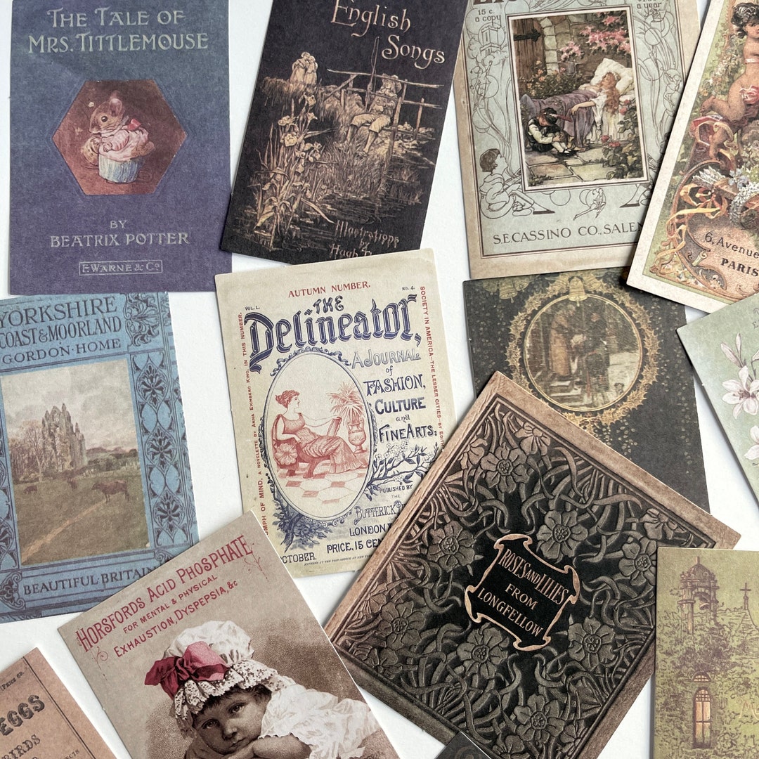 21 Vintage Book Cover Stickers - Vintage Paper Stickers - Great for DIY ...