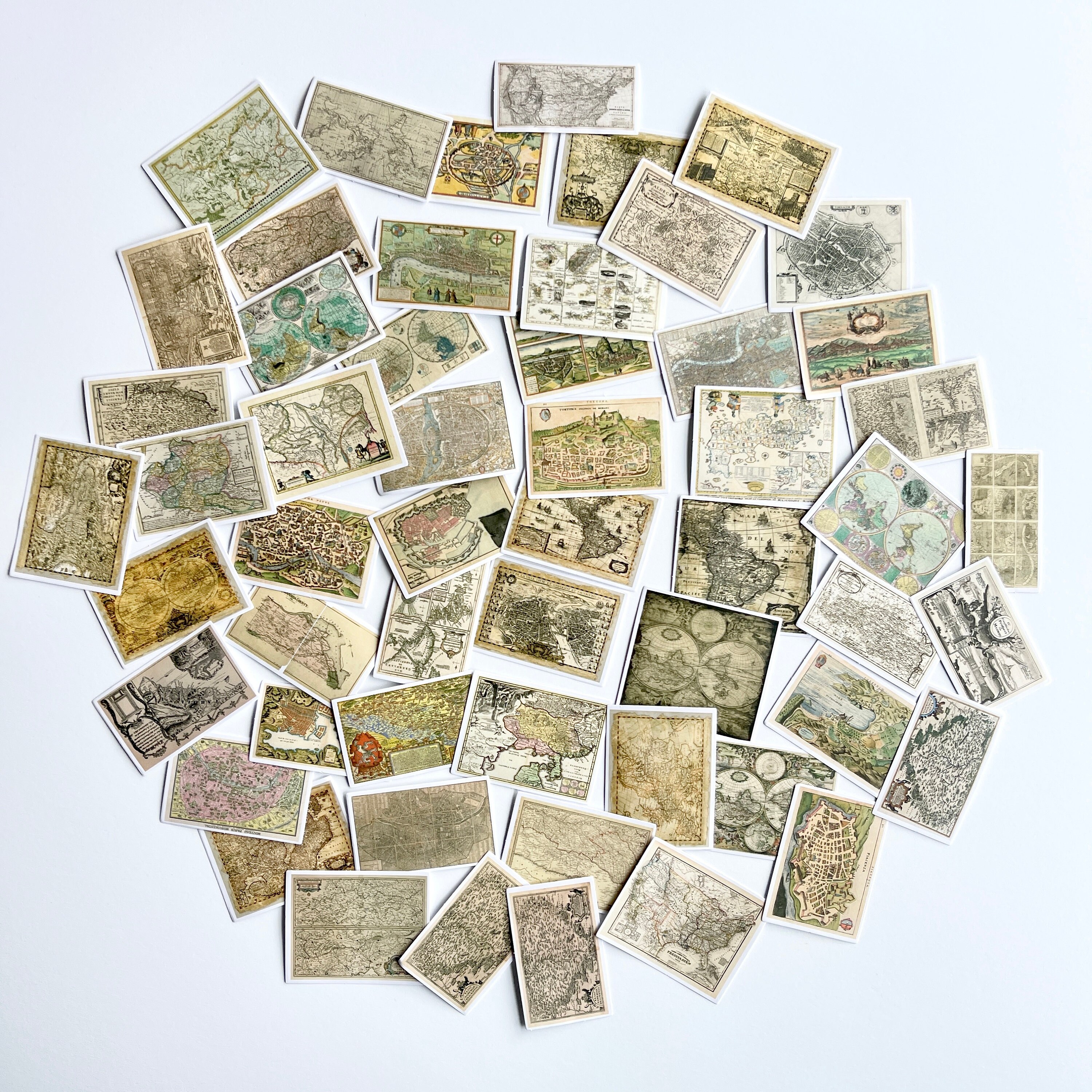 50pcs Vintage Historical Map Stickers - Matte Finish - for Scrapbooking ...