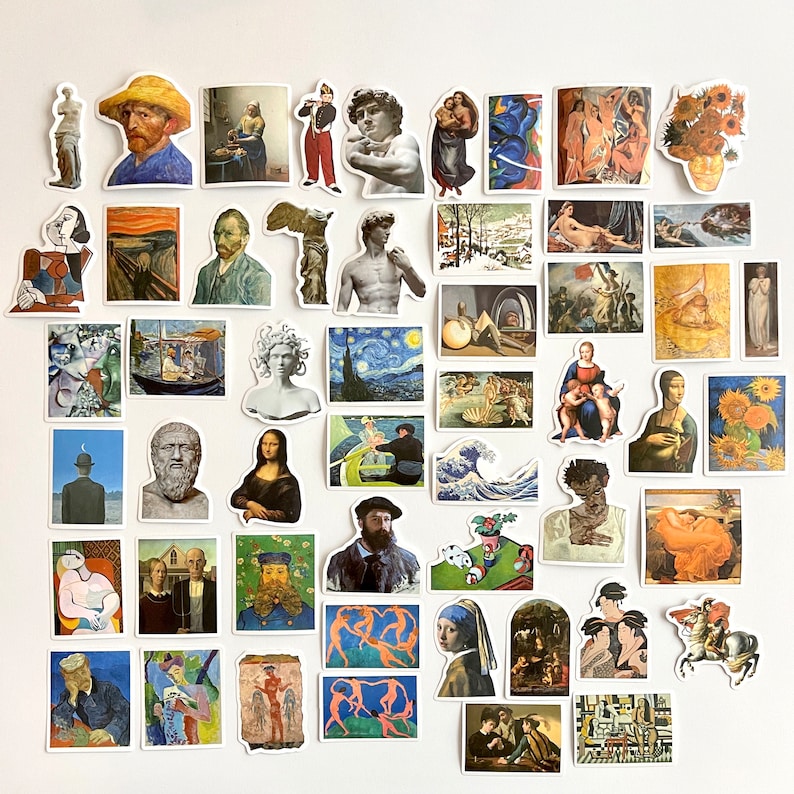 50 Retro Art Graffiti Stickers - Vintage Renaissance Sticker - Painting ...