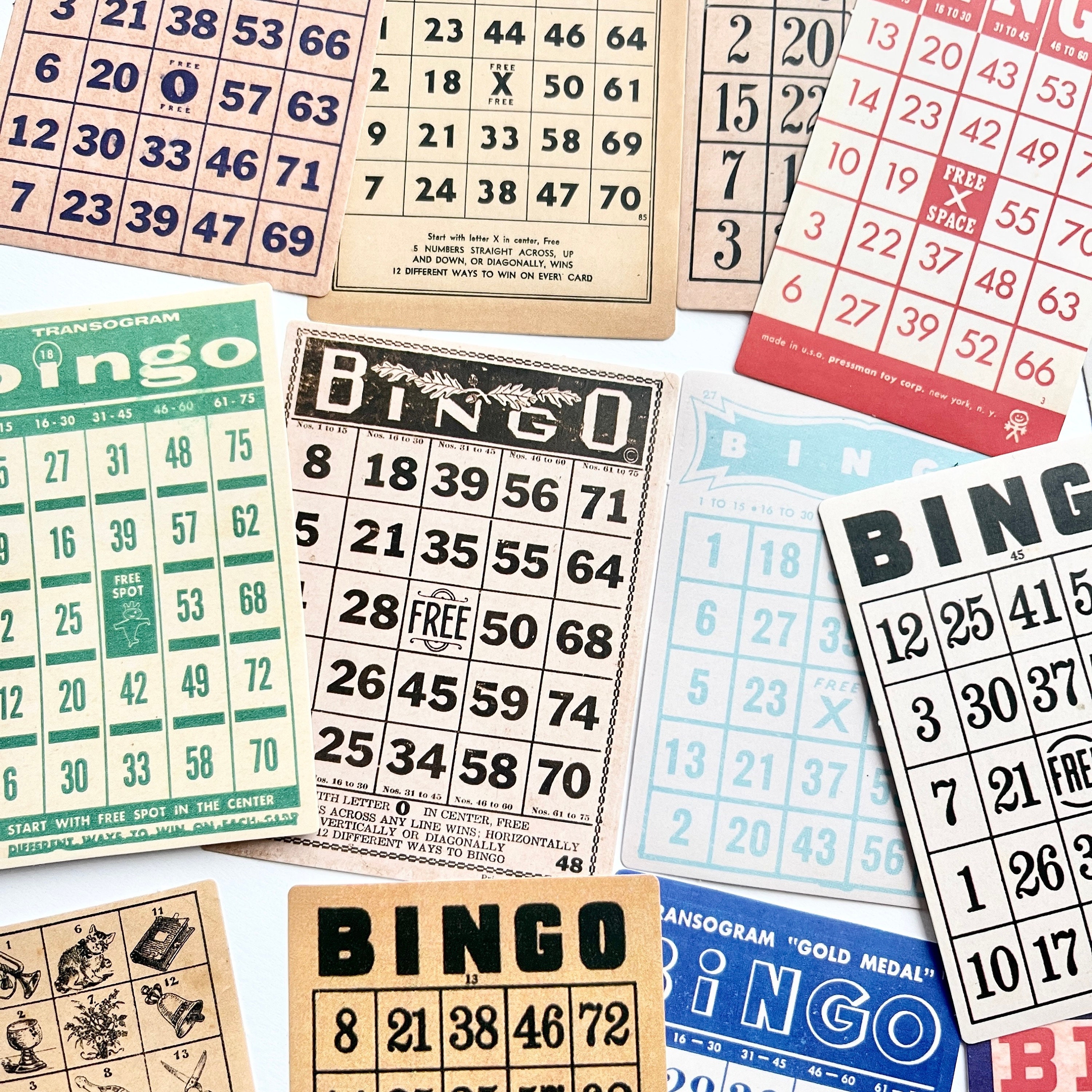 15pcs Vintage Bingo Card Stickers - Good Size - for Crafting, Planners ...