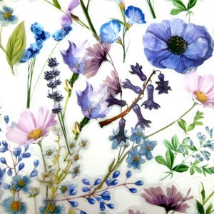 30pcs Blue and Purple Flower Stickers – Vintage Botanical Floral Stickers - For Crafting, Journals!  #0061