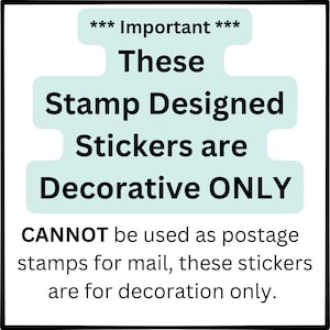 K&ouml;nnte beinhalten: Ein hellblaues Quadrat mit dem Text "*** Wichtig *** Diese Briefmarken-Sticker sind nur zur Dekoration. Sie d&uuml;rfen nicht als Briefmarken f&uuml;r den Postversand verwendet werden. Diese Sticker sind nur zur Dekoration bestimmt."