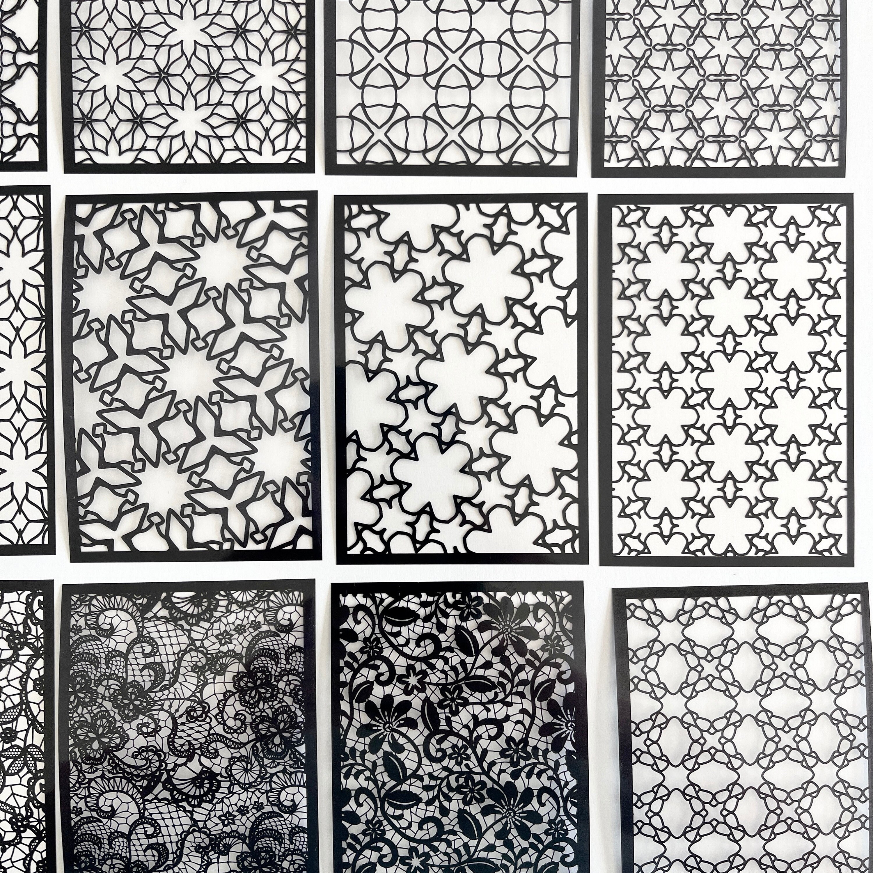 30pcs Translucent Black White Overlay Stickers - Geometric Lace ...