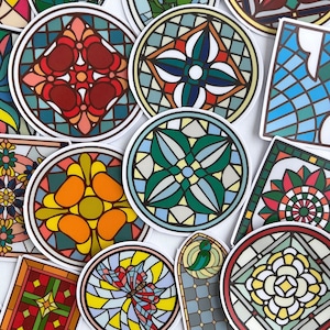 46pcs Colorful Stained Glass Window Stickers - Faux Glass Mosaic Design - For Crafts!  #00D72