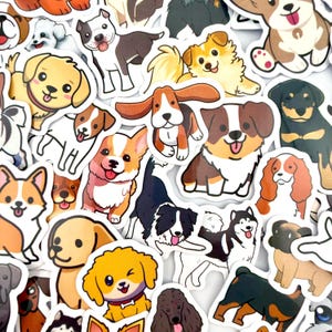 100 Adorable Cartoon Dog Stickers- Smaller Stickers - All Dogs Types - S0 FUN! ! Great for Crafts, Hydro Flask, Phone, Laptop!  #0024M