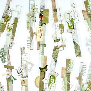 20pcs Green Plant Collage Stickers - Translucent Plant Strips - For Crafting, Journals!  #0194