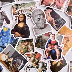 50 Retro Art Graffiti Stickers - Vintage Art Renaissance Sticker - Painting Stickers - Craft, Journals, Scrapbooking, MORE!  #0166
