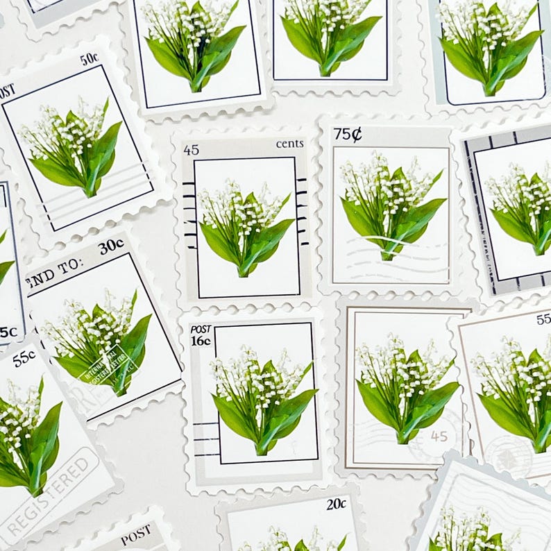 25pcs Lily of the Valley Flower Stamp Stickers, Pick From 4 Sets ...