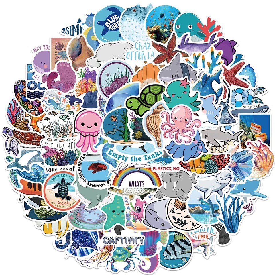 Ocean Life Stickers Sea Animals Save the Ocean Stickers Etsy