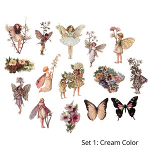 15pcs Whimsical Flower Fairy Stickers - Vintage Floral Design - For Crafting, Journals!  #0S35