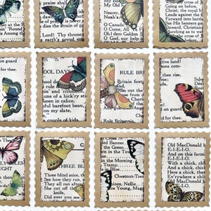 25 Vintage Butterfly Stamp Stickers - Beautiful Weathered Butterfly ...