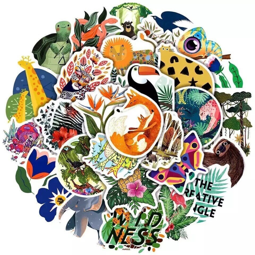 Artsy Wilderness Animal Stickers Jungle Animal Stickers Etsy