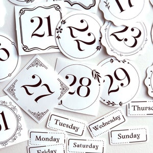 Large Month Number Stickers for Planners, Organizers and Bullet Journals. 8  Fonts to Choose From TV316 