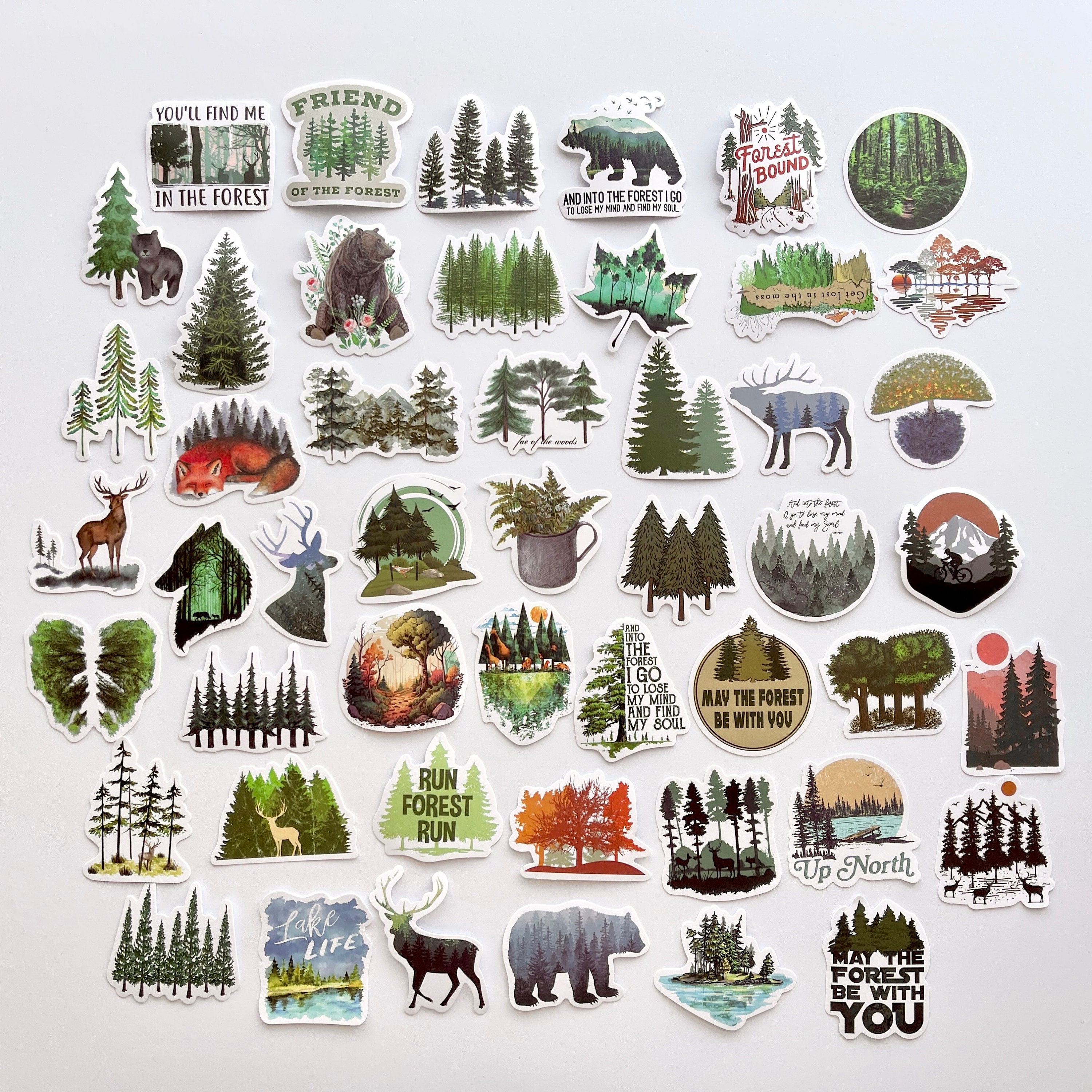 50pcs Outdoor Forest Stickers, Nature Wilderness Design, for Crafts ...