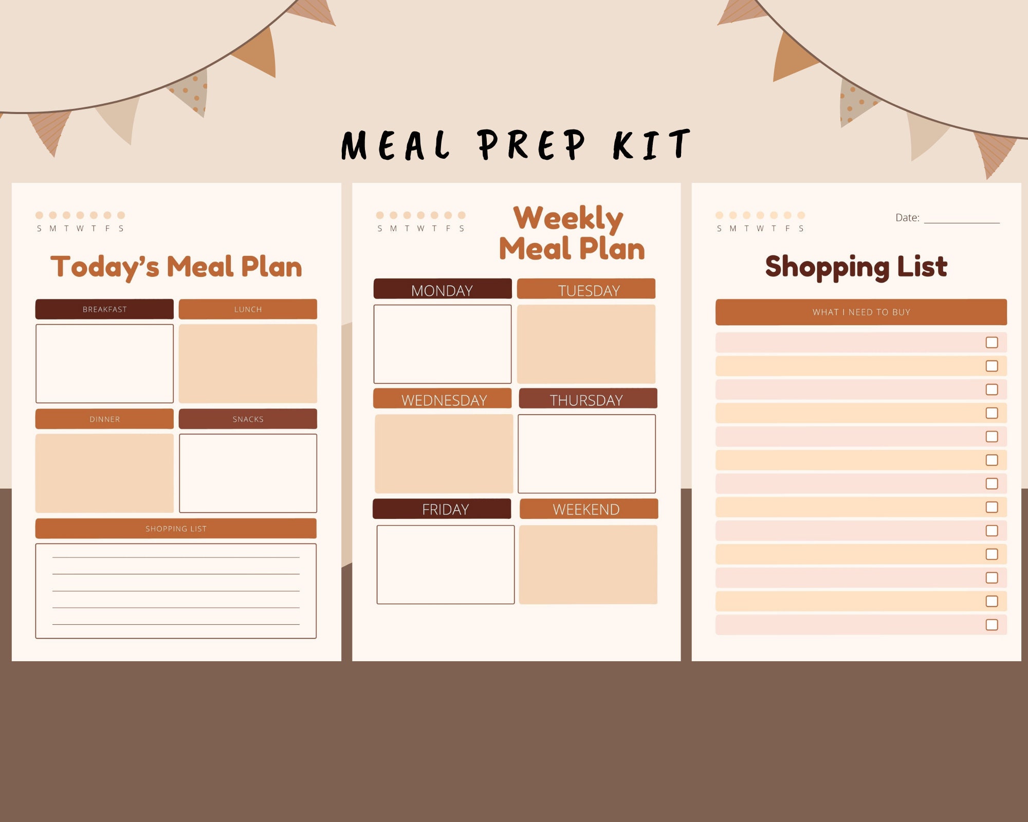 Weekly Meal Planner | Grocery List Printable PDF | Meal Prep | Menu ...