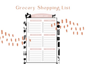 Grocery List Printable, Shopping List, Printable Grocery List, Grocery Checklist, Grocery Shopping Budget