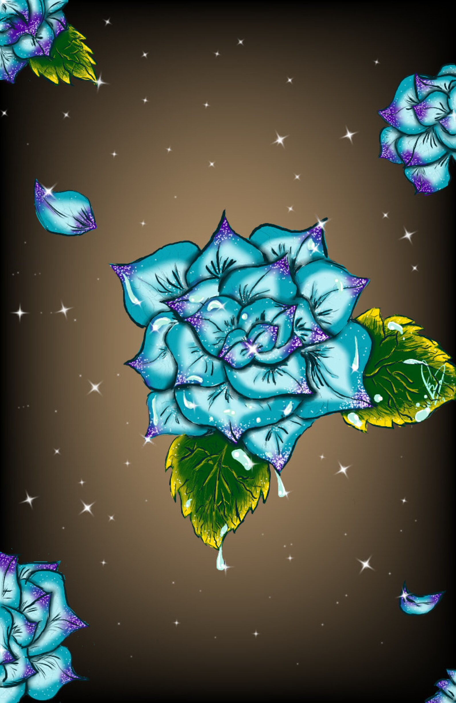 Rose Drip Digital Art Sketch - Etsy