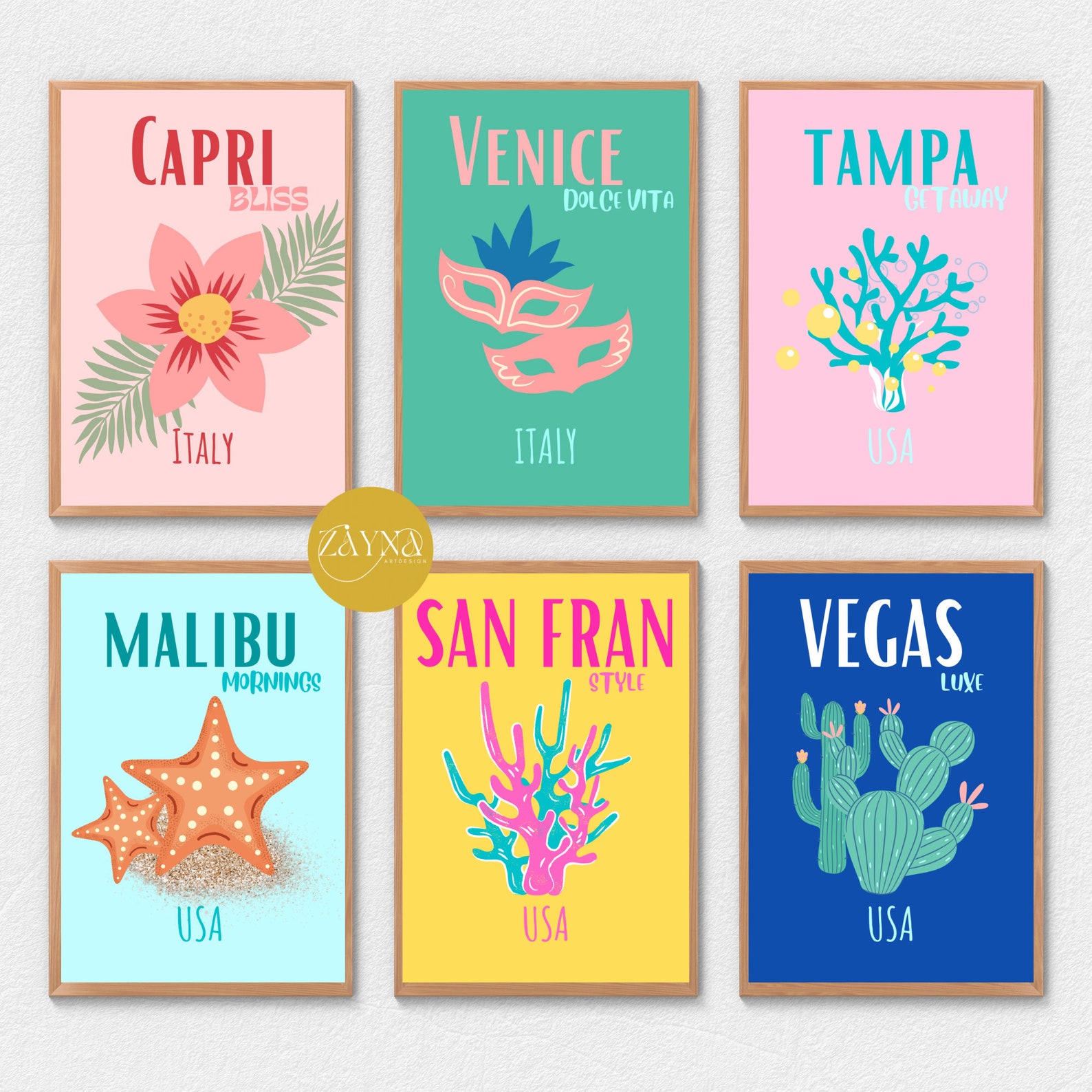 Set of 6 Preppy Wall Art Preppy Room Decor Aesthetic Hot Etsy