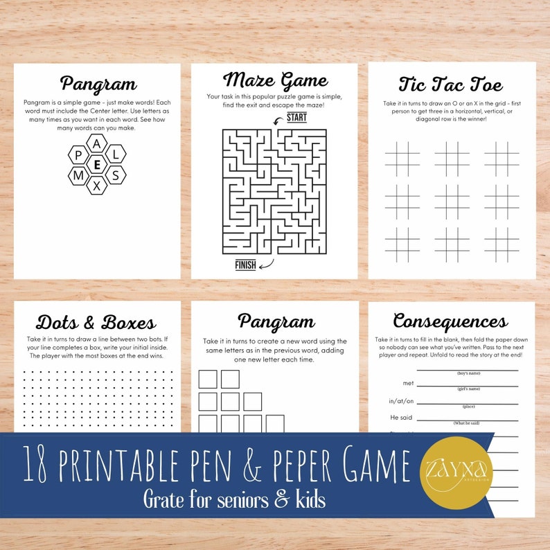 18 Printable Games for Elderly Nursing Homes Classic Brain - Etsy