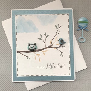 Welkom babykaart, scrapbookingkaart, baby, babyshower, uilbaby