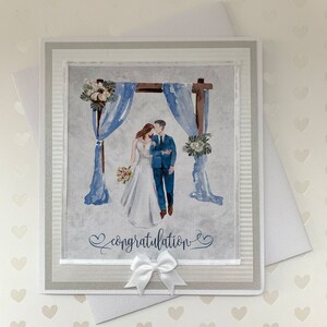 Tarjeta de boda, tarjeta de álbum de recortes, novia y novio,