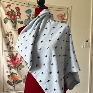 Ribbon bow blue Print Jacquard Fabric Stretch Knit