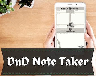 DnD Notebook | Player or DM session note taker | Fillable PDF