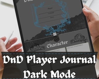 DnD Player Journal | Dark Mode | fillable PDF