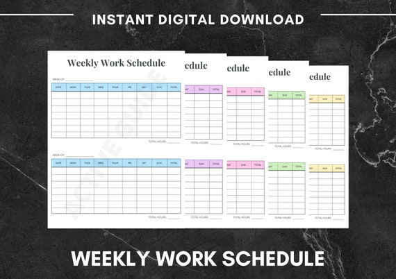 Weekly Work Schedule Etsy