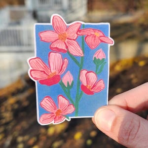 pink wildflower sticker, pink flower sticker, painted flower sticker, stickers, sticker floral, pink sticker, small sticker, sticker for water bottle, sticker for laptop, sticker for computer, waterproof sticker, vinyl sticker, artist sticker, wildflower, wildflower painting, etsy sticker shop, sticker shop, gift for her, gift for girl, sticker party favor, decal sticker, pink sticker, pink flower, pink floral, flower sticker, sticker flower, sticker floral