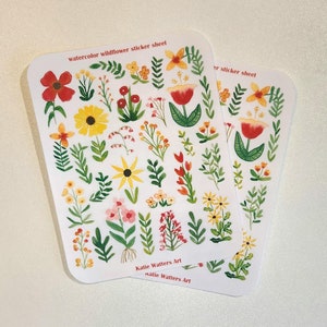 Feuilles d'autocollants de fleurs sauvages, feuille d'autocollants floraux, paquet d'autocollants de fleurs, ensemble d'autocollants floraux, autocollants peints, autocollants pour agenda, journal