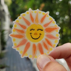cute sun sticker, 2 x 2 inches, vinyl sun sticker, kawaii sun sticker, Sun Flower sticker, Vinyl Laptop Sticker, Summer Sun, kawaii stickers