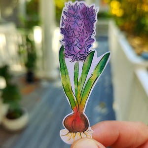 Lila Blume Aufkleber, wasserfester Aufkleber für Tasse, matt oder glänzend, lila Hyazinthe Blumenaufkleber Vinylaufkleber, Aufkleber für Laptop niedlich