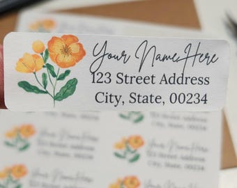 Floral Return Address Labels: Custom Watercolor Flower Stickers
