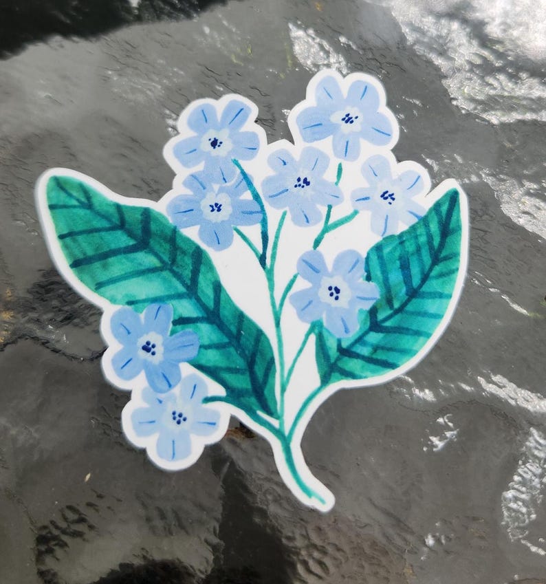 blue wildflower sticker, wildflower sticker cute, artist sticker, sticker for water bottle, sticker for laptop, decal sticker, vinyl sticker, blue flower sticker cute, flower sticker blue, flower sticker cute, sticker for laptop small flowers sticker